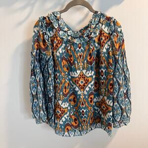 Tory Burch Multicolor Patterned Silk Blend Blouse Size 2